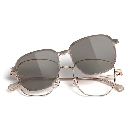 PARIM Нержавеющая сталь Квадратные Оправы для очков Унисекс Розовое золото