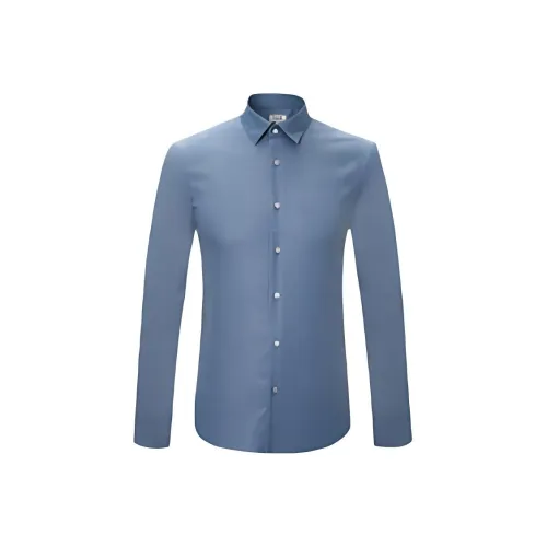 JODOLL Blue Men's Shirts JODOLL Синий Мужские Рубашки