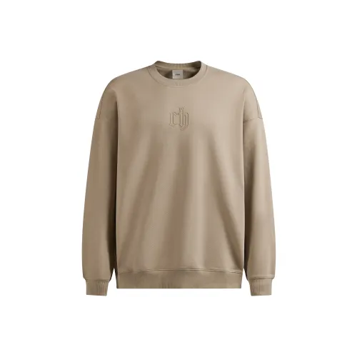 CHINISM Свободный крой Свитшот с круглым вырезом Унисекс Коричневый