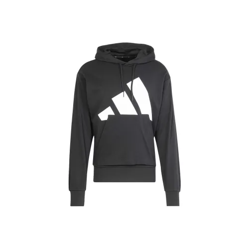 Adidas Essentials SS25 Спортивная одежда Большой логотип Французский терри Толстовка Мужской Черный Белый