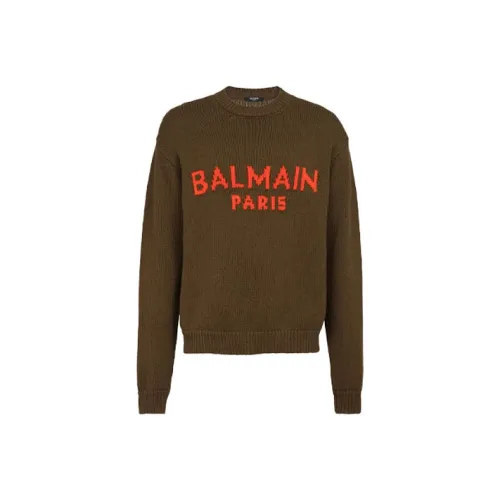 BALMAIN Хаки Мужские Свитера