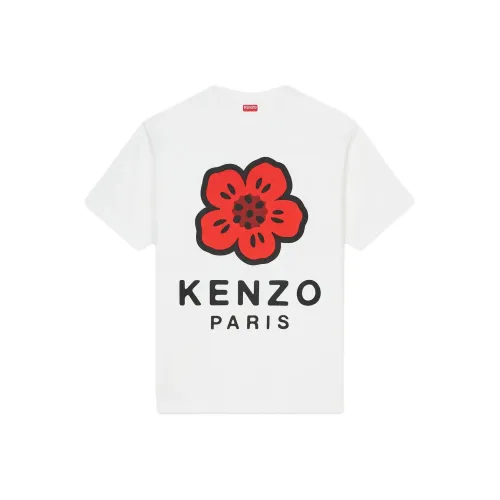 KENZO Логотип Цветочный принт Круглый вырез Короткий рукав Т-рубашка Мужская Белая