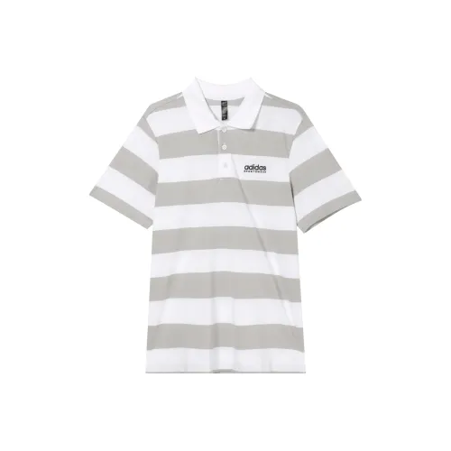 Adidas Поло Мужское Белое Светло-Серое