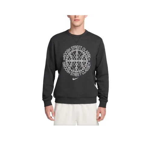 Nike Dri Fit Баскетбольный Свитшот с Круглым Воротником Мужской Черный Смешанный Цвет Светлый Айвори