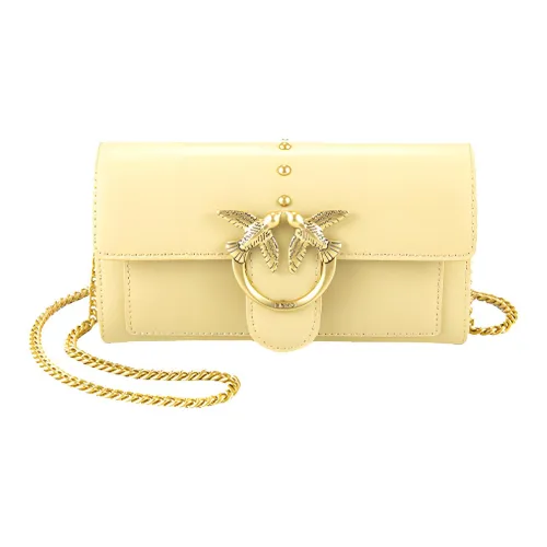 PINKO SIMPLY Коровья кожа Swallow Сумка Цепочка Кошелек Сумка через плечо Сумка на плечо Женская Желтая
