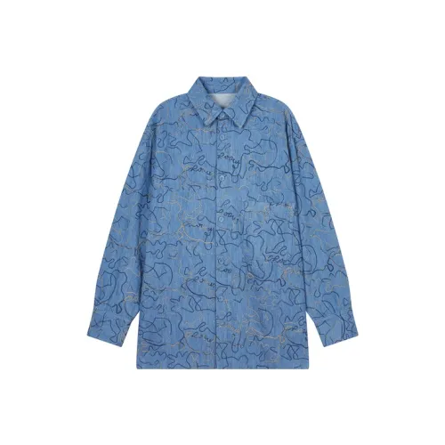 CROQUIS 995 Джинсовый Синий Мужская Рубашка