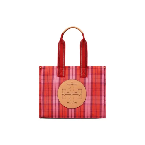 TORY BURCH Ella Сетка Тоут Сумка Сумка для покупок Сумка Маленькая Женская Красная Розовая Клетка