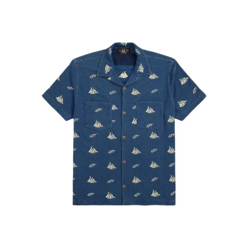 Double RL Blue Men's Shirts Двойной RL Синий Мужской Рубашки