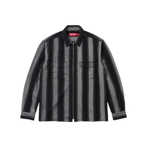 Supreme FW23 Fall Winter Collection FW23 WEEK13 STRIPE Фланель ZIP UP SHIRT Unisex