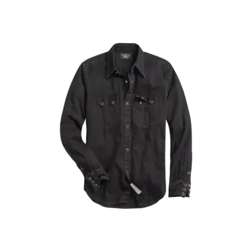 DOUBLE RL Slim Fit Denim Western Shirt Men's Black
