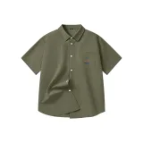 [Ледяной шелк охлаждающий] Армейский зеленый (Логотип на груди с улыбающимся лицом в обратном направлении)