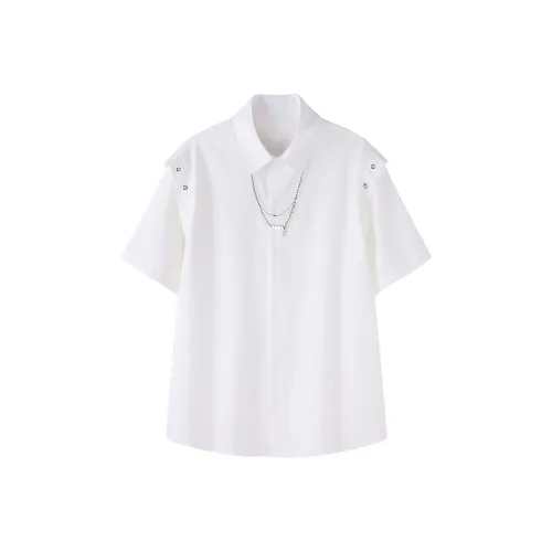 DARK HORSE Эластичный ледяной шелк с встроенным ожерельем короткая рукавная рубашка унисекс