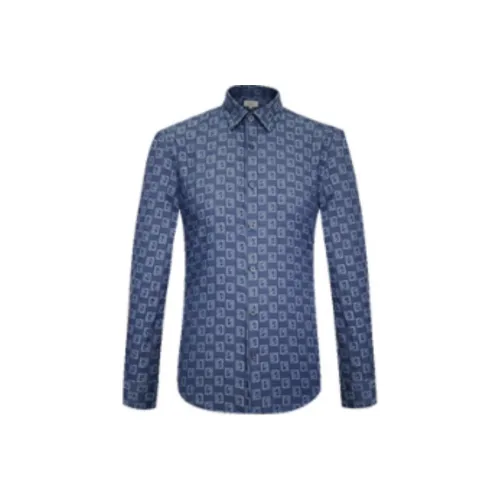 JODOLL Blue Men's Shirts JODOLL Синий Мужские Рубашки