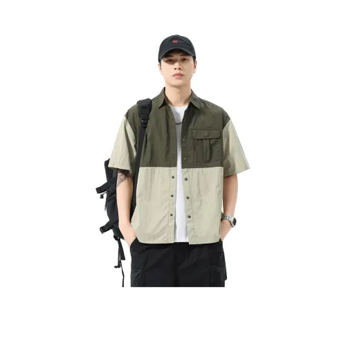 & V & Армейский зеленый Унисекс Рубашки