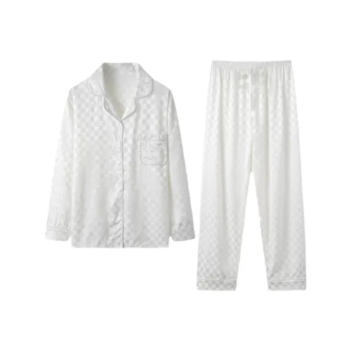 Sleep Pajama Set Women's Plaid White