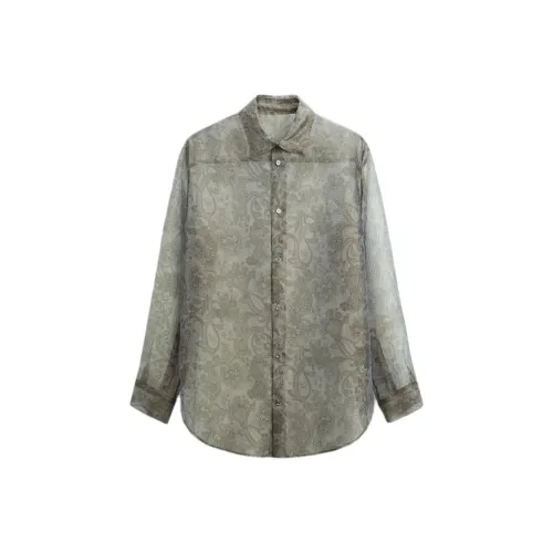 ZARA Серый Белый Мужские Рубашки