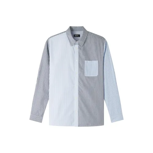 A.P.C. Joint Paragraph Blue Men's Shirts A.P.C. Joint Paragraph Синий Мужские Рубашки