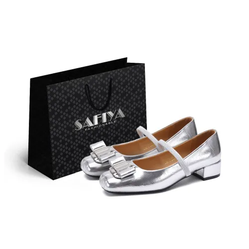 safiya Грубый каблук Туфли Мэри Джейн 3,5 см Женские Серебряные