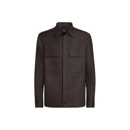 Ermenegildo Zegna Темно-коричневые Мужские Рубашки