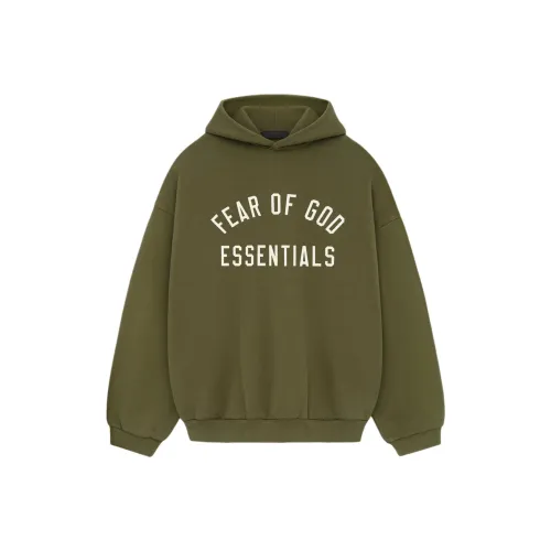 Fear of God ESSENTIALS Fall24 BACK To SCHOOL Коллекция Флис Худи Свитшот Мужской Вечнозеленый MILITARY