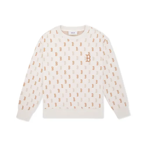 MLB MONOGRAM Коллекция Boston Red Sox 24FW Круглый вырез Свитшот Унисекс Темно-кремовый