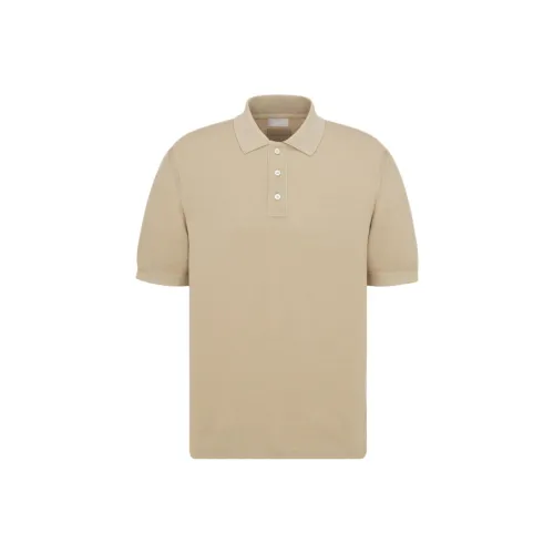 DIOR Icon Бежевый Хлопок и Шелк Пике Поло Мужской Бежевый