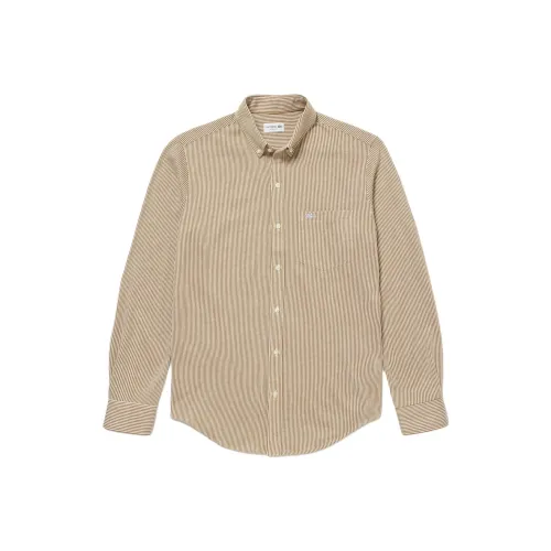 LACOSTE Рубашка из полосатого трикотажа Мужская Бежевая