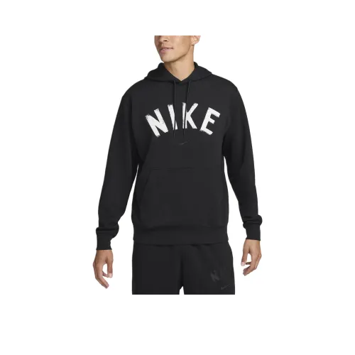 Nike Swoosh Мужской Dri Fit French Terry Пуловер Фитнес Толстовка Толстовка Мужской Черный Черный Белый