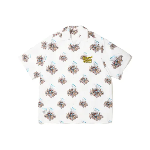 LINING Рубашка Мужская Белая с принтом по всей поверхности