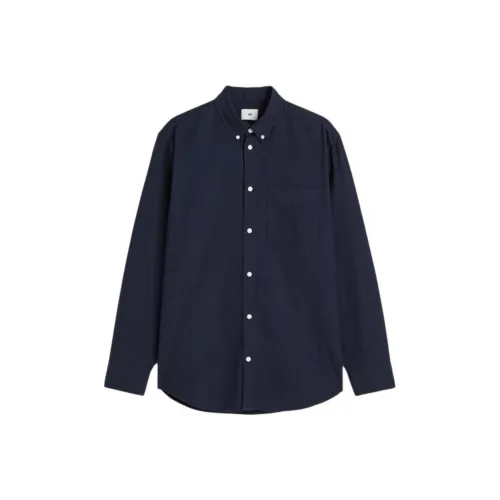 H&M Морской Синий Мужские Рубашки