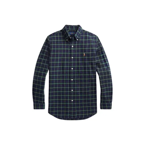 Polo Ralph Lauren SS24 Рубашка Мужская Синяя Зеленая
