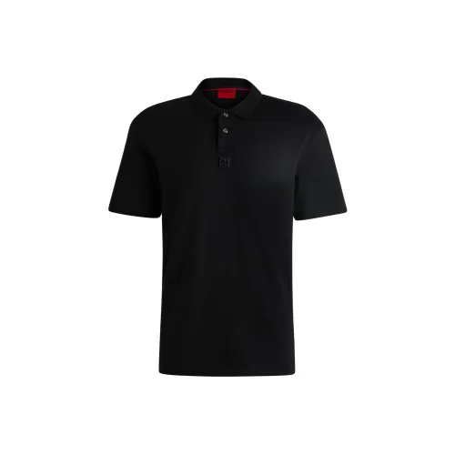 Hugo Boss Interlock Хлопок Поло с Stacked Logo Polo Рубашка Мужская Черная