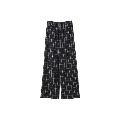 Fstudio Повседневные брюки Женские Черный Белый Клетка