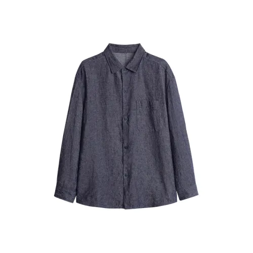 Osens Linen Blue Men's Shirts