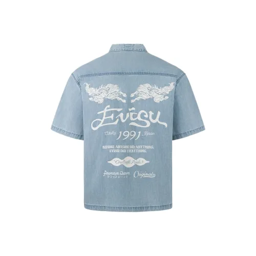 EVISU 2025 Spring Summer Рубашка Мужская Джинсовый Синий