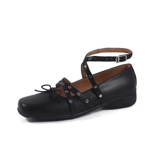 AIQINISHA Грубый каблук Туфли Мэри Джейн Женские Черные