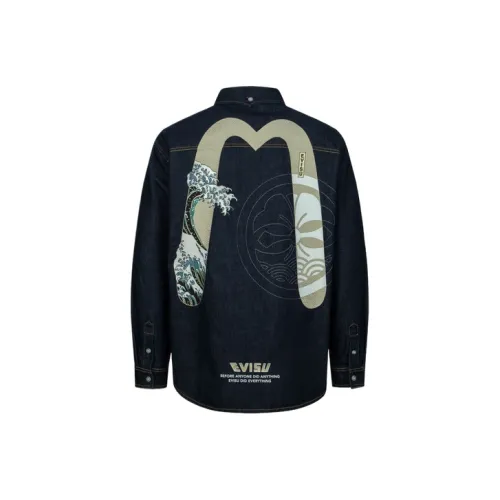 EVISU Denim Shirt Men's Denim Blue EVISU Деним Рубашка Мужская Джинсовый Синий