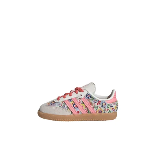Liberty London x Adidas Originals SAMBA OG Устойчивая к истиранию Низкая Обувь для малышей Бежевый Розовый Для малышей и детей