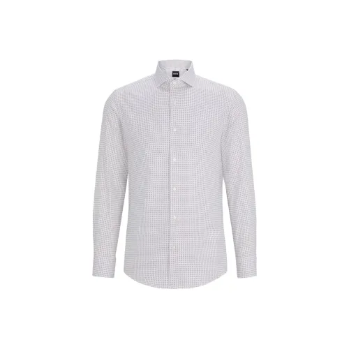 Hugo Boss FW23 Slim Fit Рубашка с принтом Oxford из эластичного хлопка мужская светло-красная