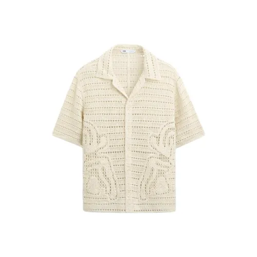 ZARA Морозный Белый Мужские Рубашки