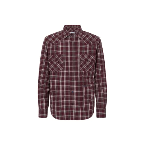 JACOB COHEN Бургунди Фланель Клетчатая Западная Рубашка Мужская Красная