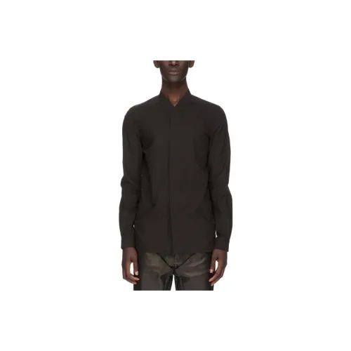 RICK OWENS совместный бренд RO FW23 Lido Snap Ожерелье-чокер Faun Рубашка Хлопковый поплин Рубашка Мужской Черный