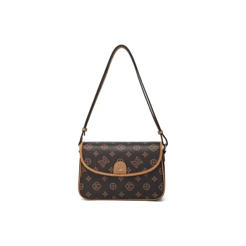 MEXICAN ПВХ Сумка через плечо Маленькая Женская Темно-коричневый Экрю