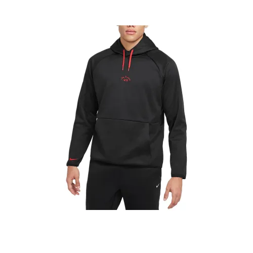 Nike Therma Fit Устойчивые Материалы Толстовка Мужской Черный Университетский Красный Университетский Красный