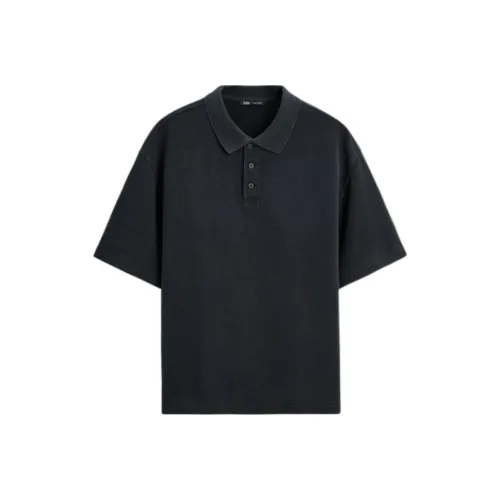 ZARA Polo угольно-серого цвета для мужчин