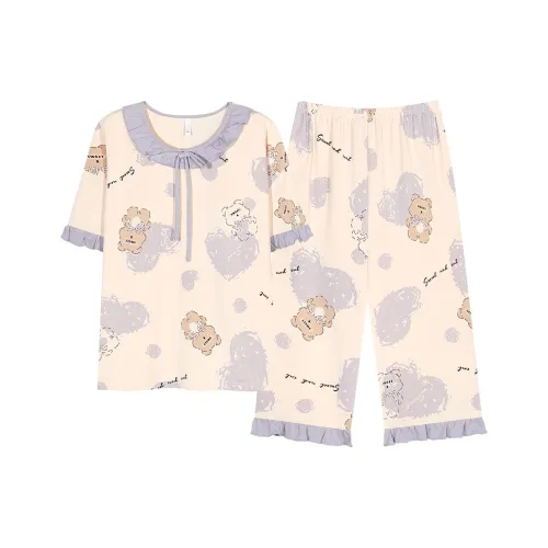 Pretty Lady Пижамный комплект Женские Абрикосовый Фиолетовый Медведь