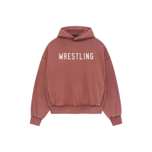 Fear Of God Essentials Тяжелый Флис Винтаж Укороченный Толстовка Свитшот Мужской Малиновый Светящийся