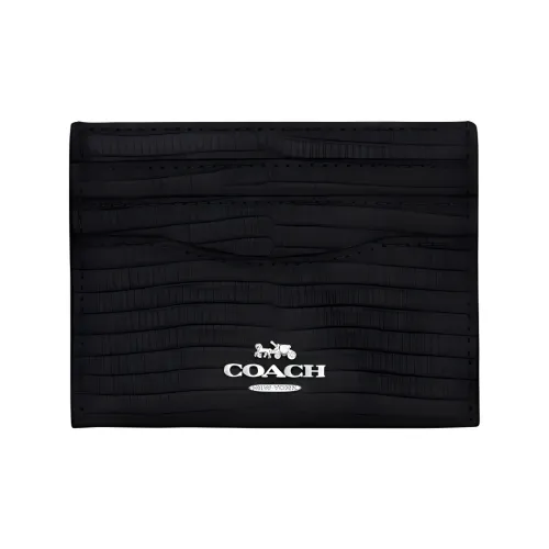 COACH Card Case Кожа Кошелек Картхолдер Мини Women's Silver Черный