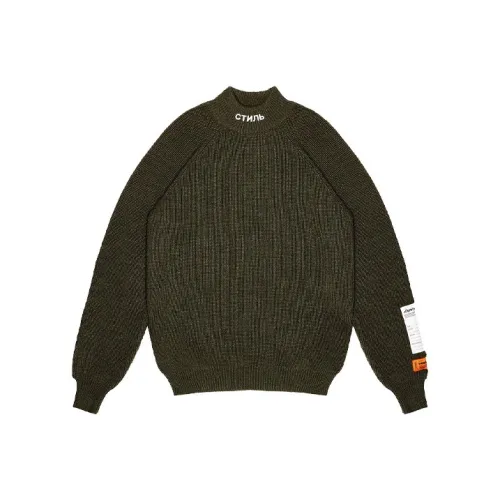 HERON PRESTON Оливково-зеленые Мужские Свитера