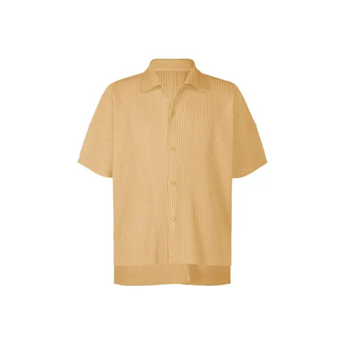 Homme Plissé Issey Miyake SS24 Рубашка Мужская Ваниль Бежевый